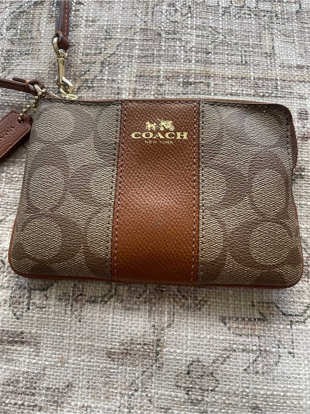 Coach Tan and Brown Signature Wristlet - Picture 3 of 7